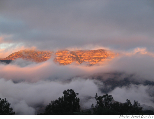 Topa Topa Mountain in the clouds